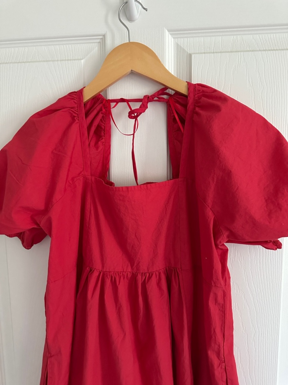 Draper James Orange Puff-Sleeve Square-Neck Dress - Picture 4 of 6
